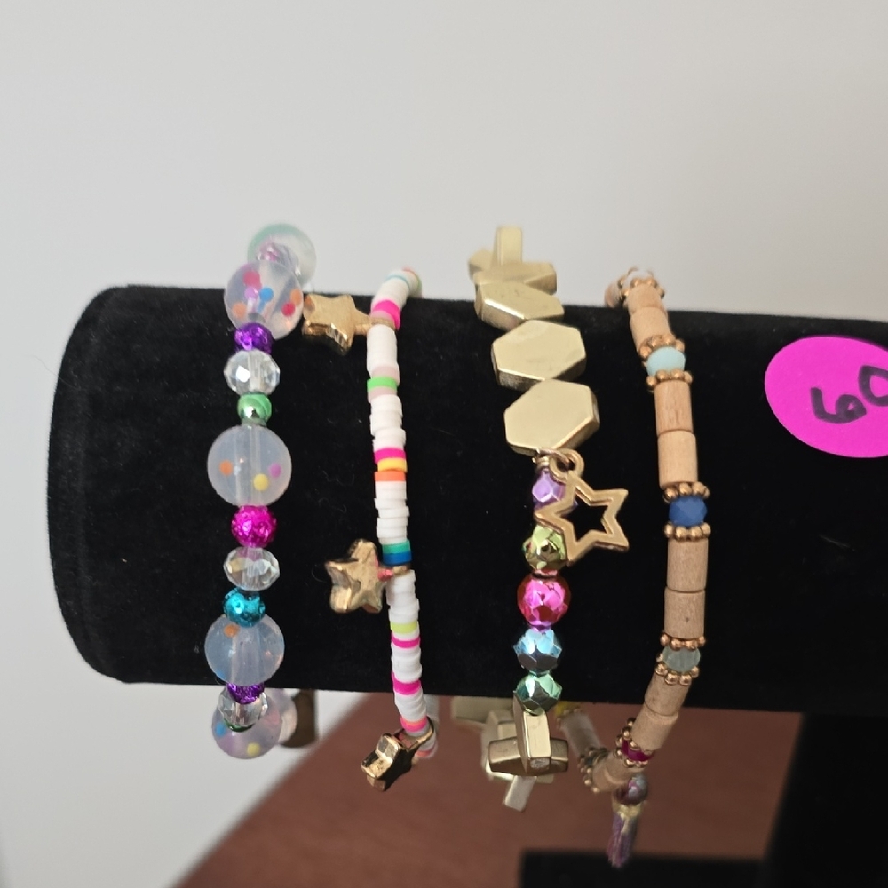 Erimish Multicolor Beaded Stackable Bracelet Set … - image 1